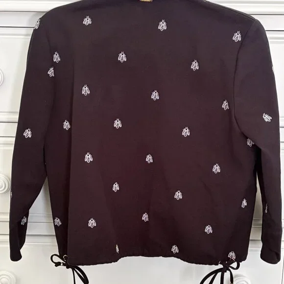 St. John Sport by Marie Gray Black Bee Embroidered Jacket - FREE SHIPPING! - Picture 2 of 7